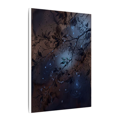 Bold Cherry Blossom Canvas Art - Charcoal Ink Dark Japandi