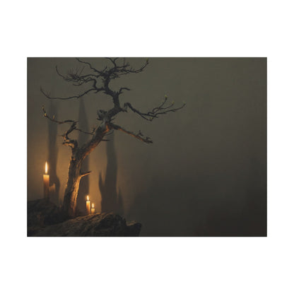 Ma Pine Tree Canvas Art - Dark Japandi Shadow Zen Art Print