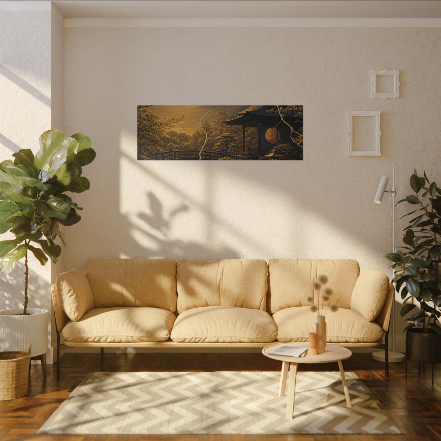 Spring Moonlit Garden Gold Vein Canvas Art | Resilient Decor