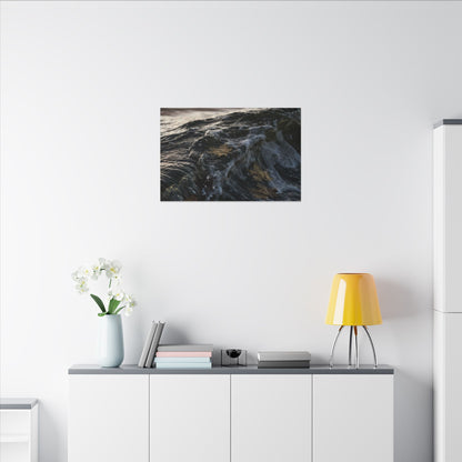 Dark Japandi Ocean Wave in Dawn | Moody Minimal Canvas Art
