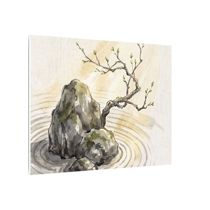 Serene Rock Garden Canvas Art - Sumi E Zen