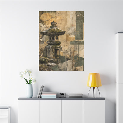 Elegant Stone Lantern Canvas Art - Texture Japandi
