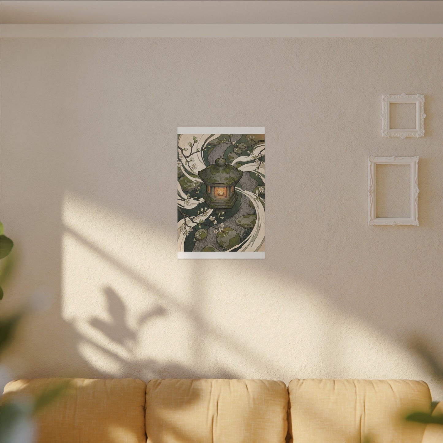 Zen Stone Lantern in Candlelight | Ukiyo E Inspired Canvas Art