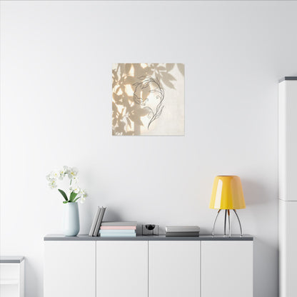 Warm Shoji Screen Canvas Art - Minimal Line Japandi