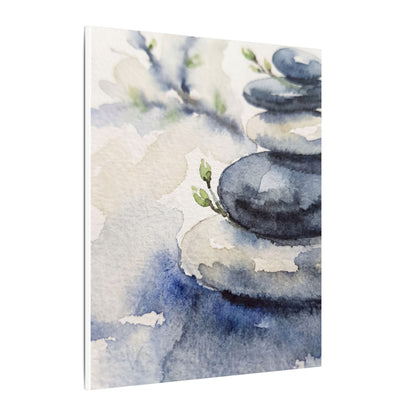 River Stones Watercolor Canvas Art | Cozy Japandi Art