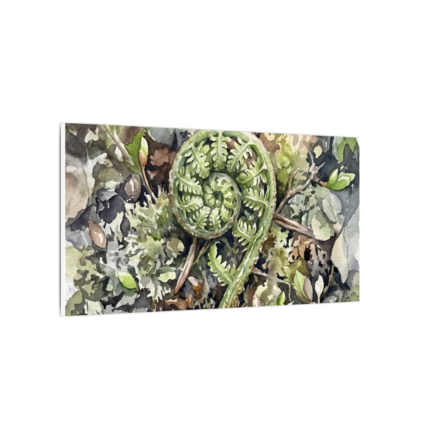 Fern Unfurling Spring Canvas Art | Japandi Neutral Design