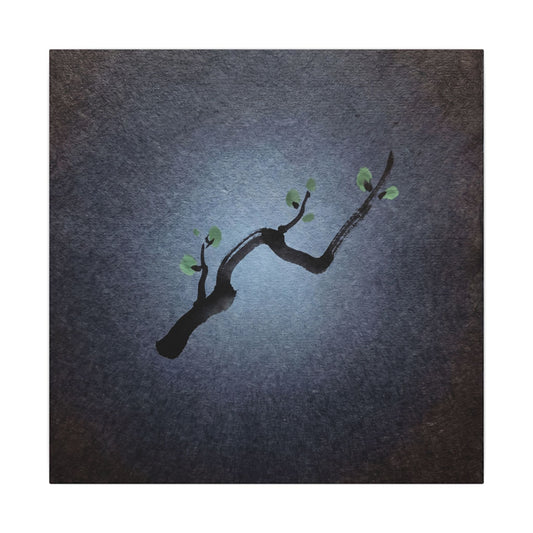 Ink Brushstroke Canvas Art | Spring Dark Japandi Moody Minimal Art Art Print