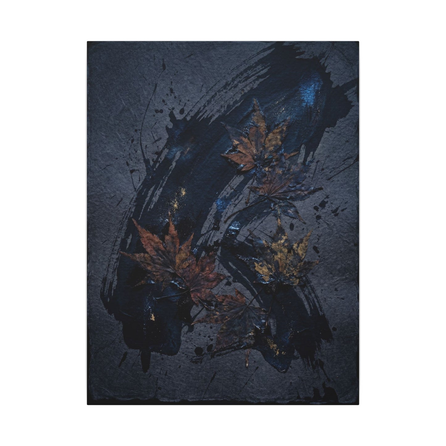 Sophisticated Ink Brushstroke Canvas Art - Dark Texture Dark Japandi