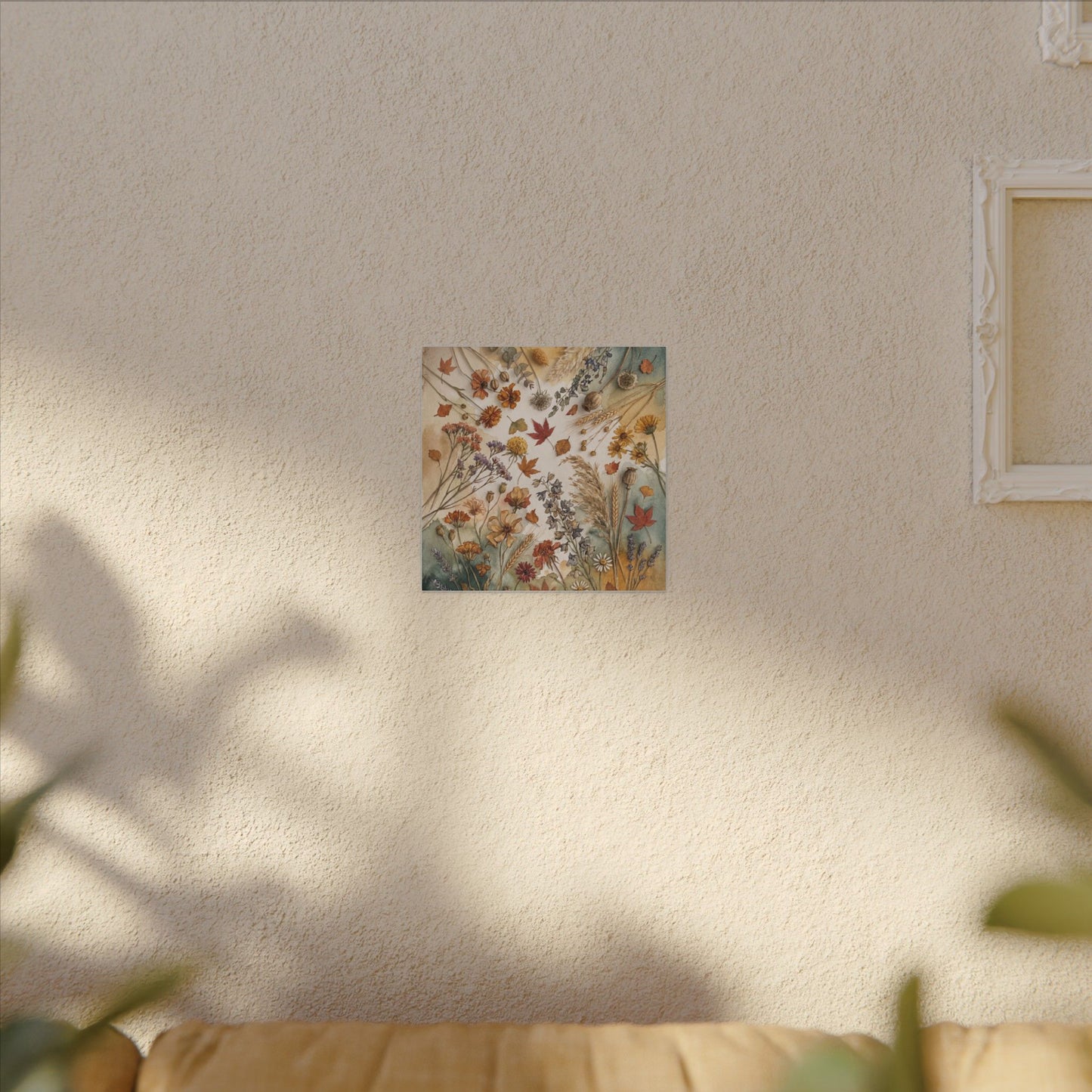 Dried Flowers Canvas Art | Autumn Japandi Watercolor Art