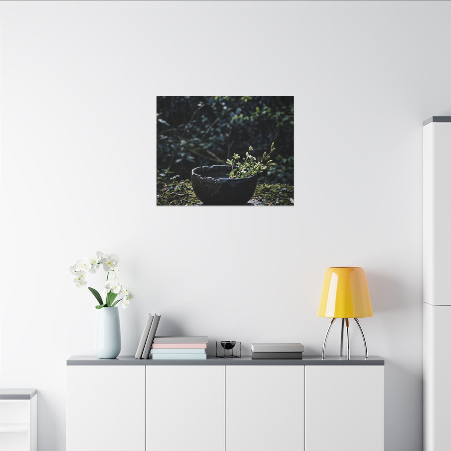 Dappled Ceramic Bowl Canvas Art - Dark Japandi Datsuzoku