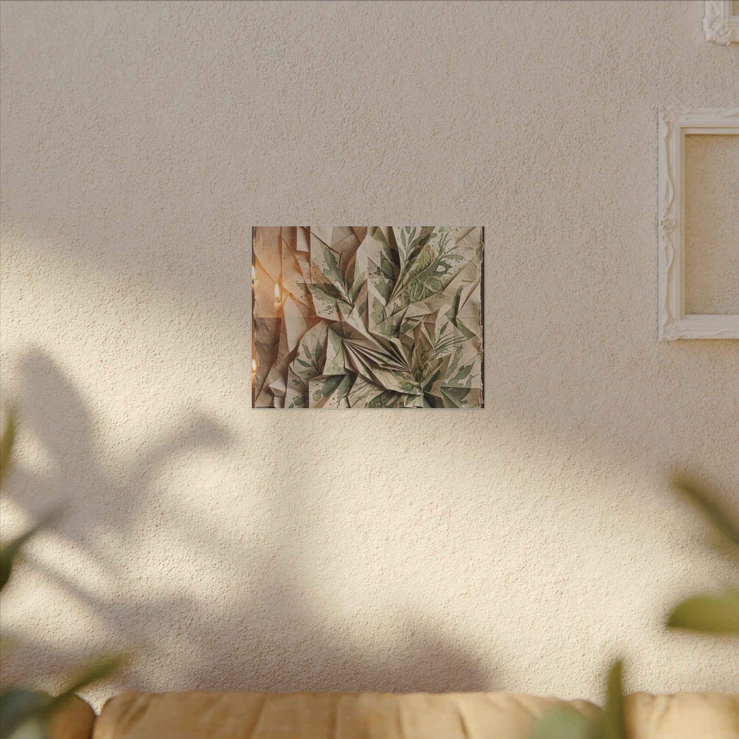 Japandi Paper Fold in Candlelight | Texture Canvas Art
