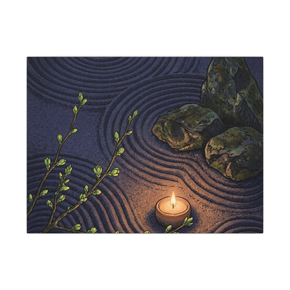 Mono No Aware Rock Garden Canvas Art - Zen Ukiyo E Inspired