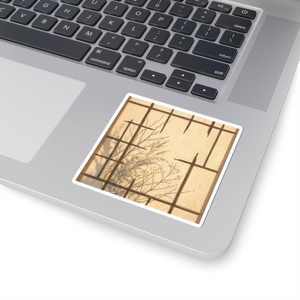 Earthy Shoji Screen Sticker - Minimal Line Japandi Art Print