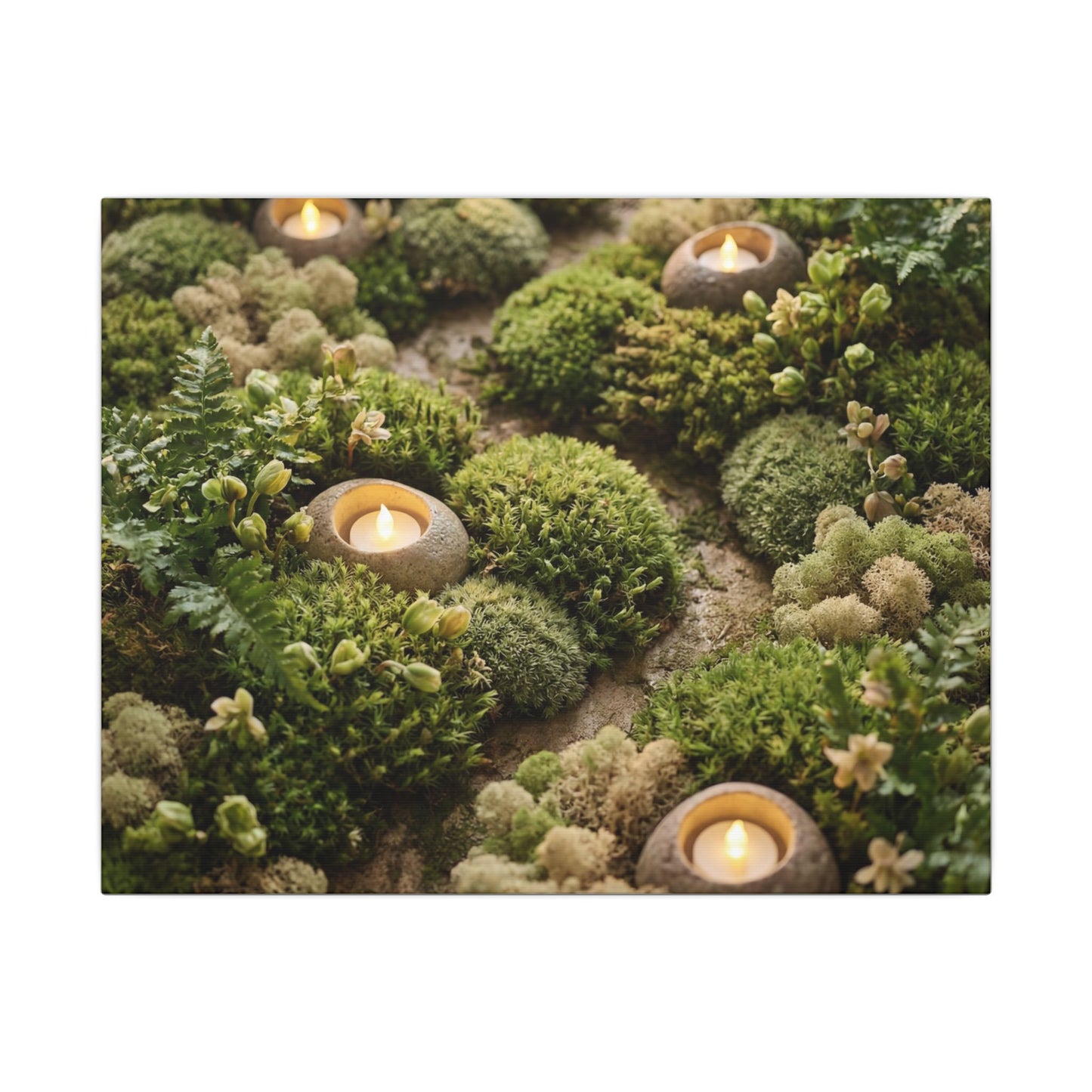 Moss Close Up Japanese Pattern Canvas Art | Neutral Japandi Art Art Print