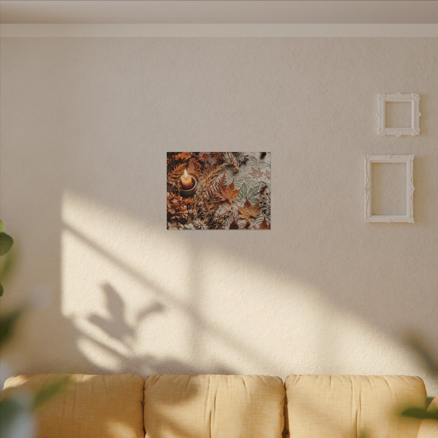 Candlelight Dried Flowers Canvas Art - Japandi Seijaku