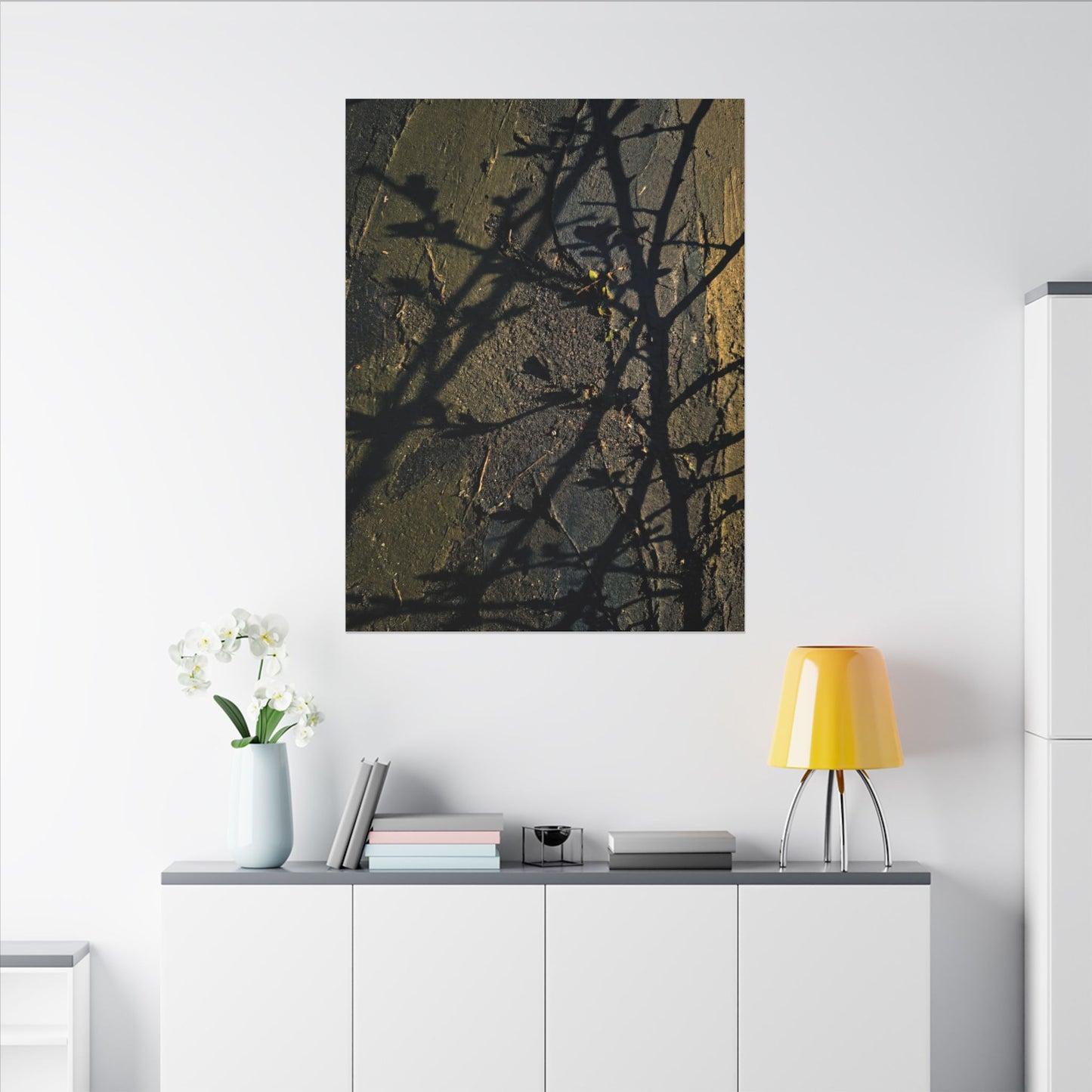 Kanso Shadow Play Canvas Art - Dark Japandi Dark Texture