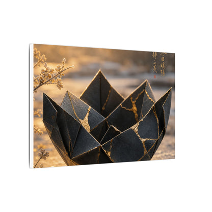 Kintsugi Paper Fold in Golden Hour | Gold Repair Canvas Art
