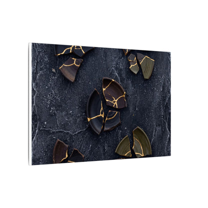 Broken Pottery Canvas Art | Winter Dark Japandi Shadow Zen Art