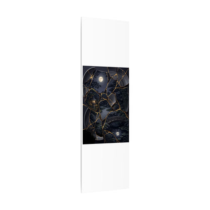 Kintsugi Moonlit Garden in Golden Hour | Gold Repair Canvas Art