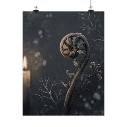 Fern Unfurling Japanese Pattern Wall Art Print | Warm Japandi Art