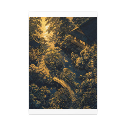 Contemplative Moonlit Garden Canvas Art - Ukiyo E Inspired Zen