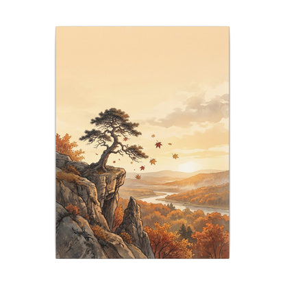Pine Tree Autumn Canvas Art | Japandi Warm Design