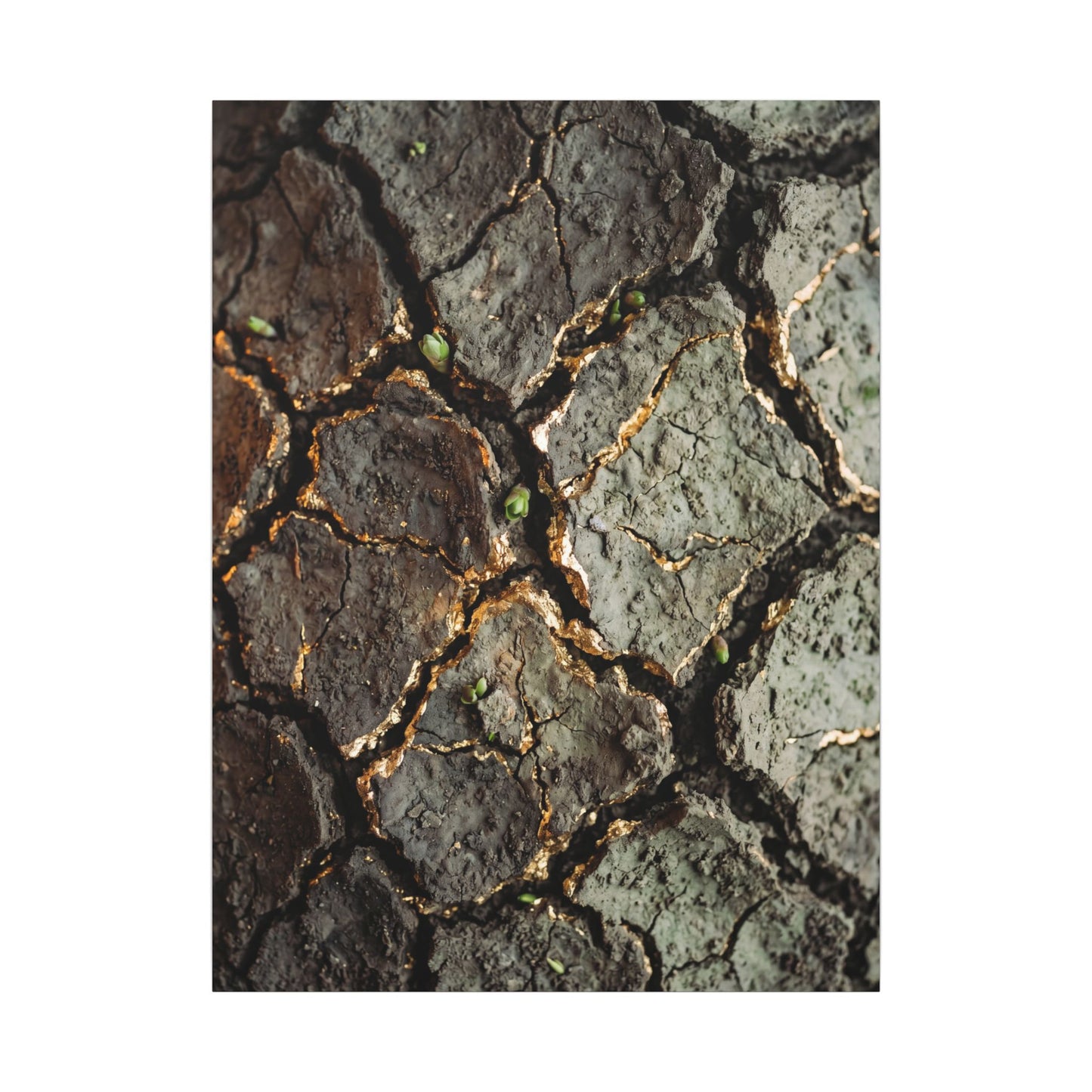 Earthy Cracked Earth Canvas Art - Japanese Pattern Japandi