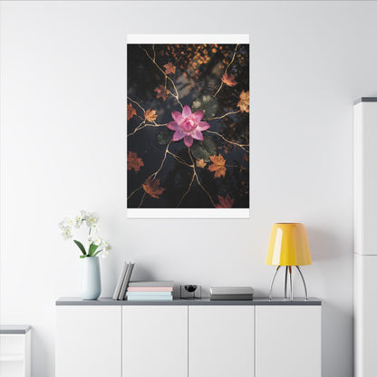 Ma Lotus Flower Canvas Art - Kintsugi Gold Vein
