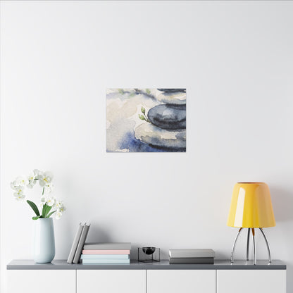 River Stones Watercolor Canvas Art | Cozy Japandi Art
