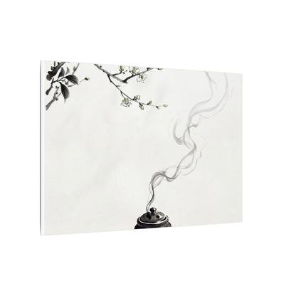 Calm Incense Smoke Canvas Art - Sumi E Zen