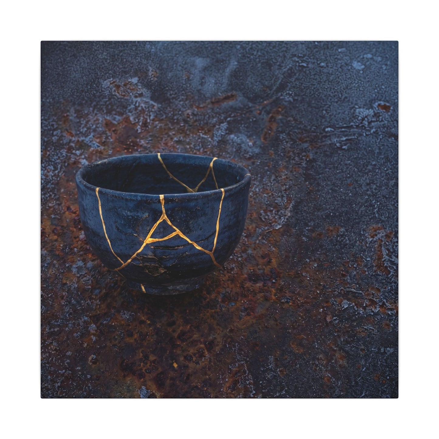 Rust Patina Winter Canvas Art | Kintsugi Healing Design