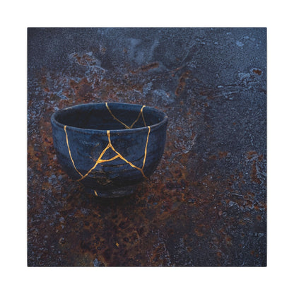 Rust Patina Winter Canvas Art | Kintsugi Healing Design