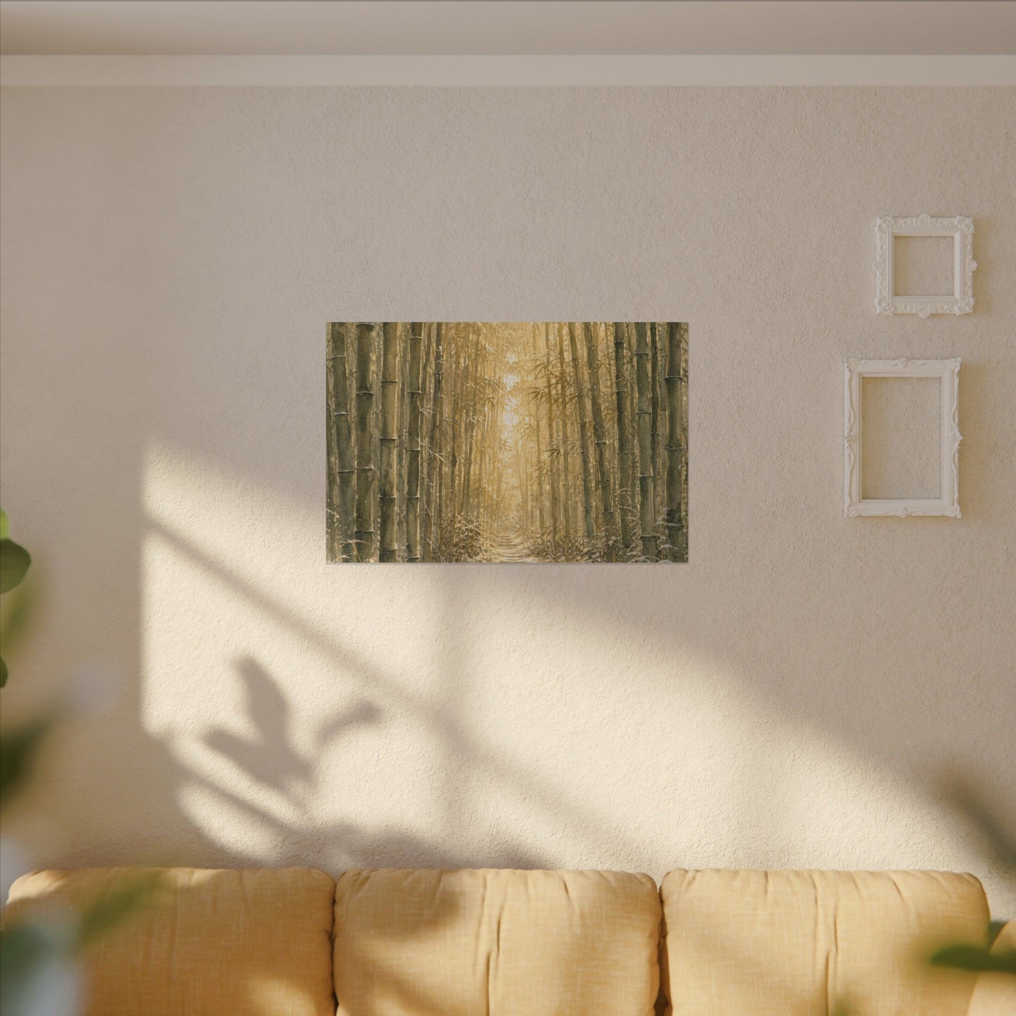 Bamboo Grove Winter Canvas Art | Japandi Elegant Design