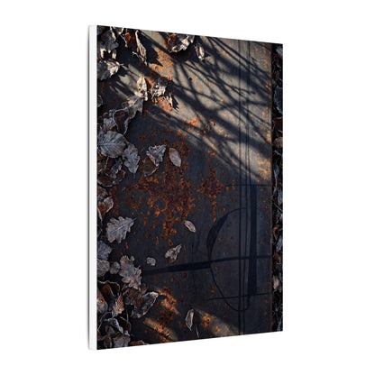 Shibui Rust Patina Canvas Art - Dark Japandi Charcoal Ink