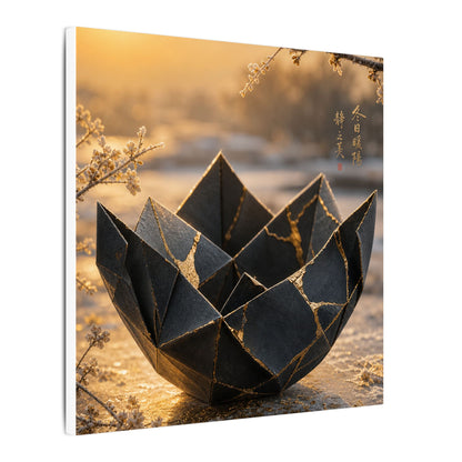 Kintsugi Paper Fold in Golden Hour | Gold Repair Canvas Art