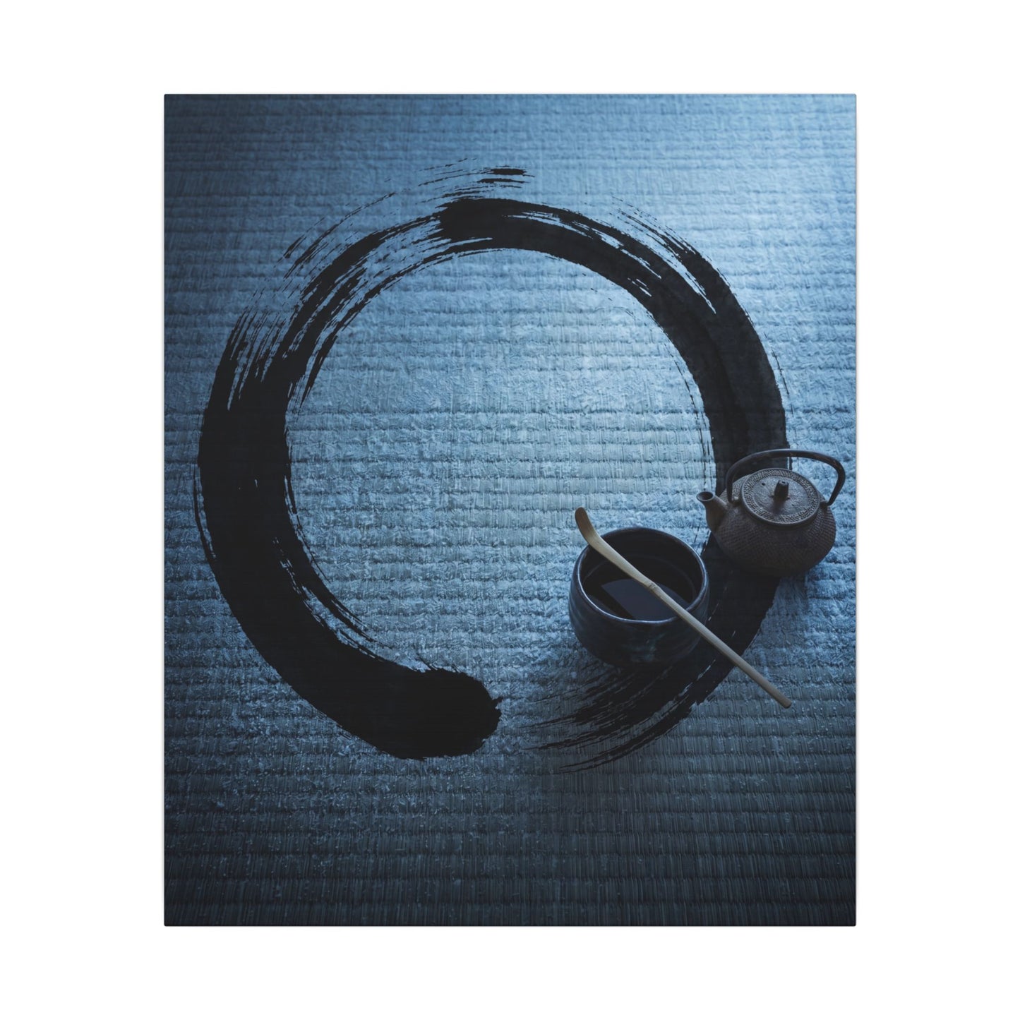 Winter Tea Ceremony Enso Canvas Art | Peaceful Decor