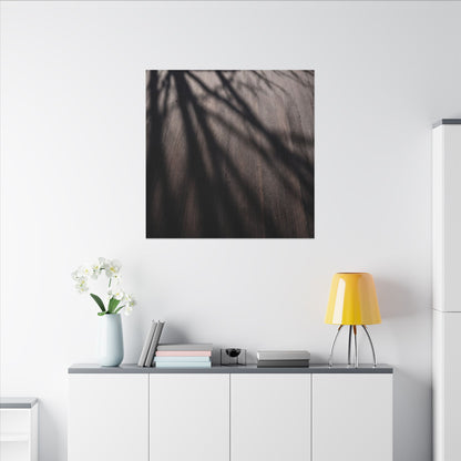 Dark Japandi Shadow Play in Dawn | Moody Minimal Canvas Art