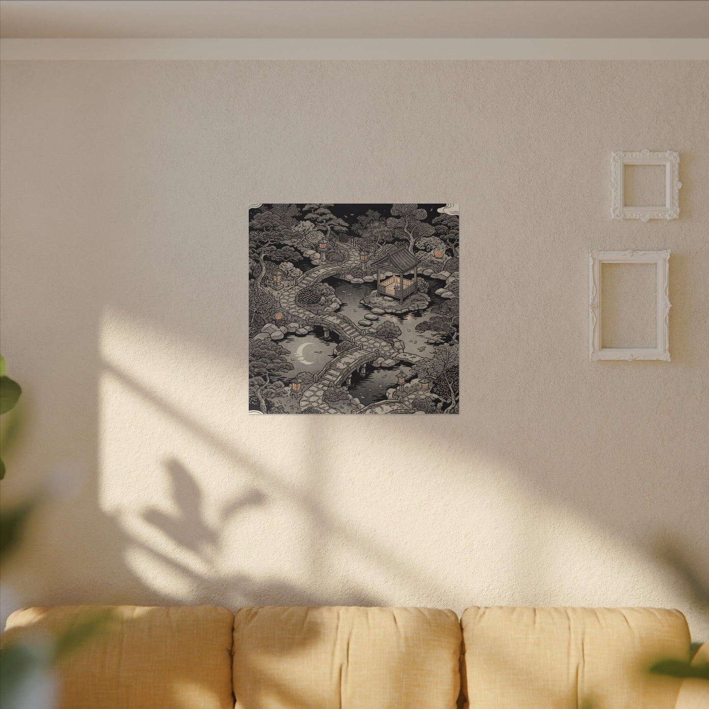 Moonlit Garden Ukiyo E Inspired Canvas Art | Serene Zen Art