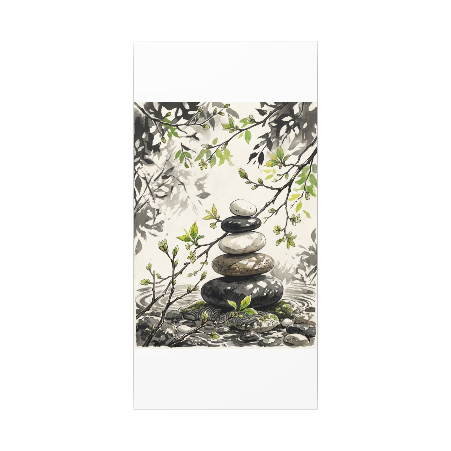 Spring River Stones Japanese Pattern Canvas Art | Elegant Decor