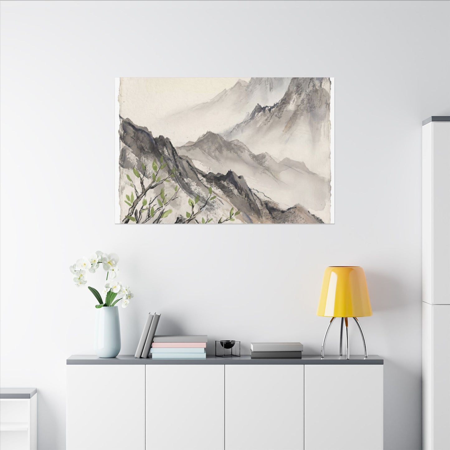 Spring Mountain Mist Texture Canvas Art | Warm Decor