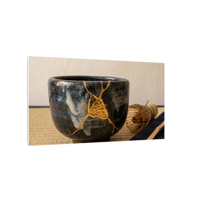 Kanso Tea Ceremony Canvas Art - Kintsugi Gold Vein