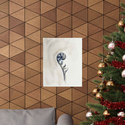 Fern Unfurling Watercolor Wall Art Print | Earthy Japandi Art