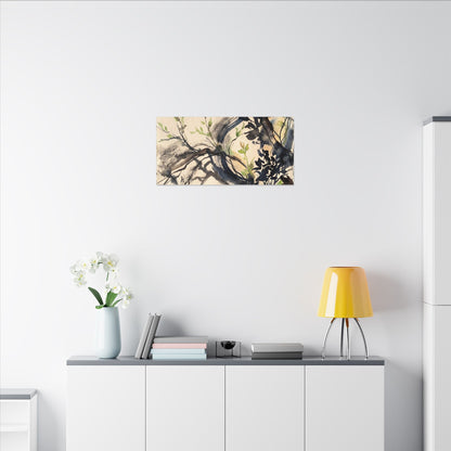 Ma Shadow Play Canvas Art - Dark Japandi Charcoal Ink