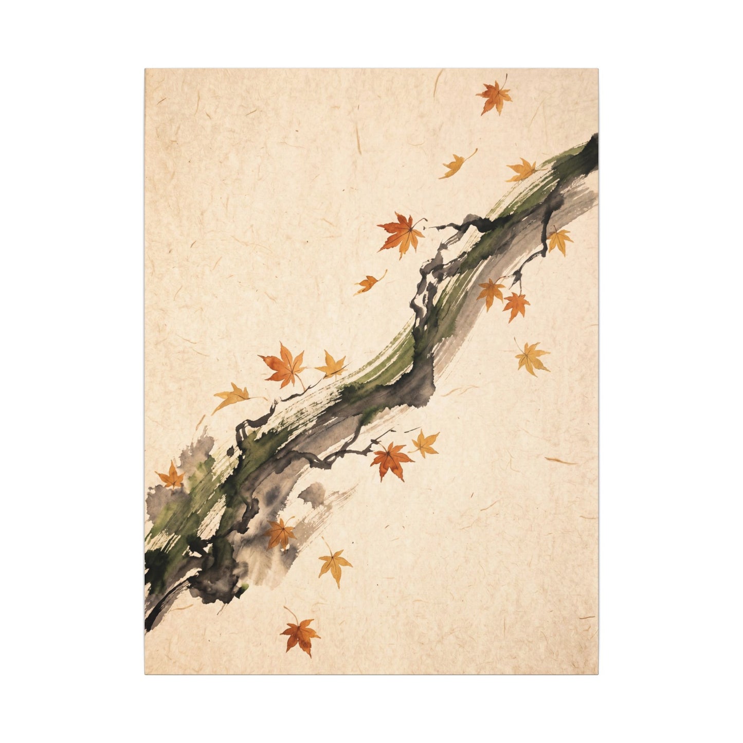 Ink Brushstroke Autumn Canvas Art | Zen Calm Design