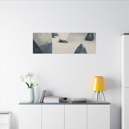 Seijaku Rock Garden Canvas Art - Zen Ukiyo E Inspired