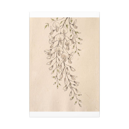 Japandi Wisteria in Golden Hour | Minimal Line Canvas Art