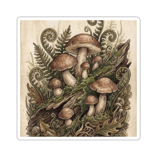 Wild Mushrooms Summer Sticker | Cottagecore Enchanting Design Art Print