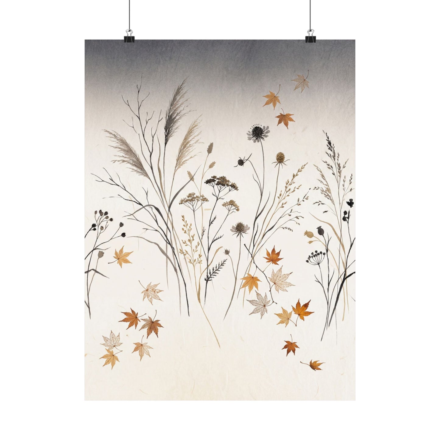 Dried Flowers Wall Art Print | Autumn Japandi Japanese Pattern Art Art Print