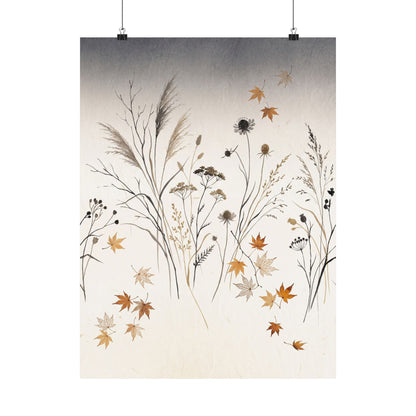 Dried Flowers Wall Art Print | Autumn Japandi Japanese Pattern Art Art Print