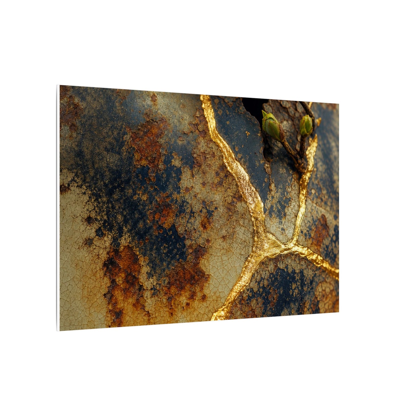 Datsuzoku Rust Patina Canvas Art - Kintsugi Crackle Gold